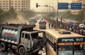 पुण्यात कचरा गाडीच्या चालकाने पीएमपीएमएल बस चालकाला जबर मारून ठार केल्याचा गंभीर अपघात